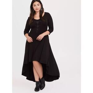 Torrid X Disney Her Universe Maleficent 2 Black Jersey Hi-Low Dress Size 3X NWT